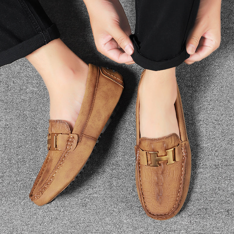 Men’s Plus Size Leather Loafers – Slip-On Driving Moccasins | 2566