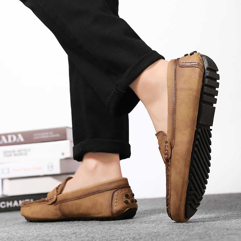 Men’s Plus Size Leather Loafers – Slip-On Driving Moccasins | 2566