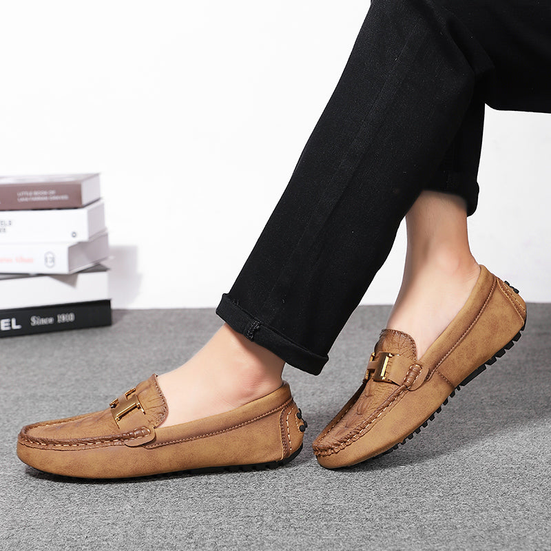 Men’s Plus Size Leather Loafers – Slip-On Driving Moccasins | 2566