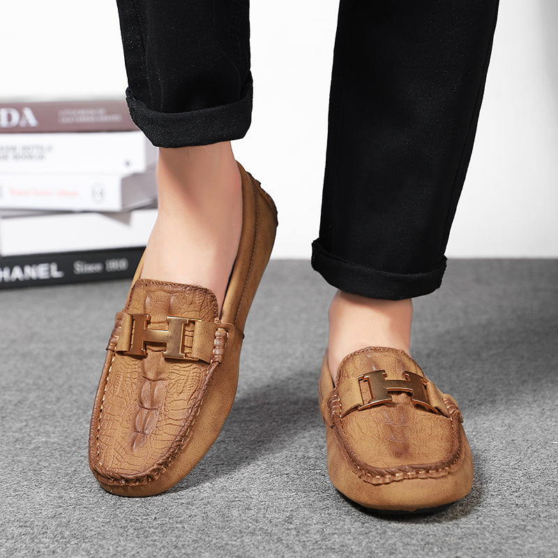 Men’s Plus Size Leather Loafers – Slip-On Driving Moccasins | 2566