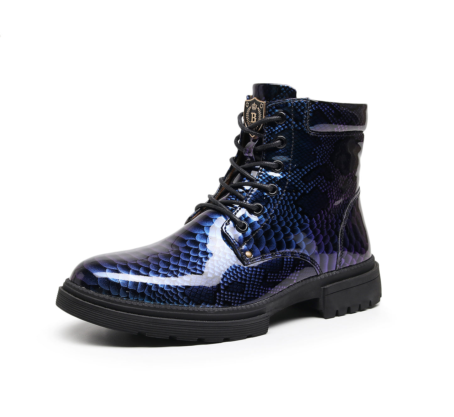 Men's British Leather Boots – Imitation Snake Pattern Martin Casual Boots | 797