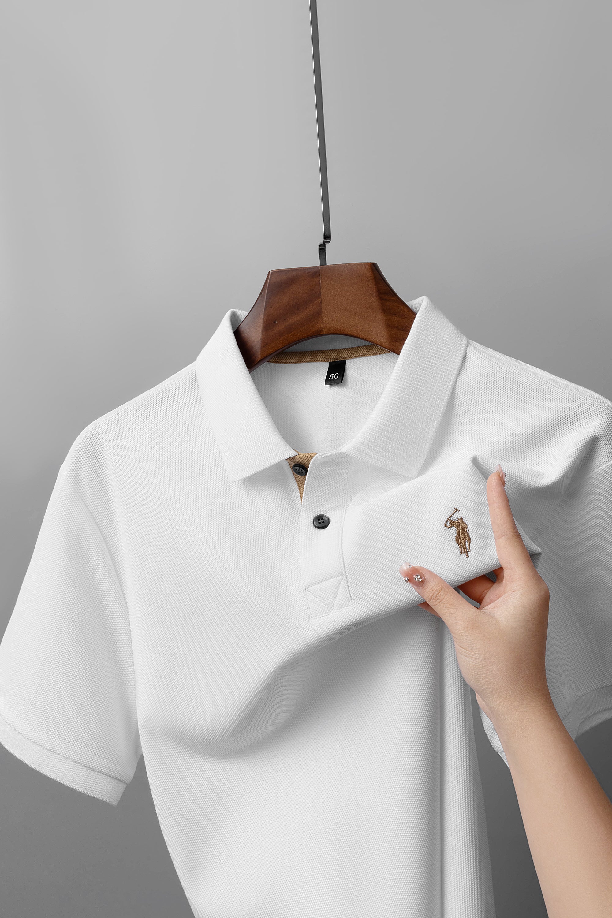 Men's Premium 220GSM Hexagonal Pearl Mercerized Cotton Polo Shirt Embroidered Summer Collection | 8561