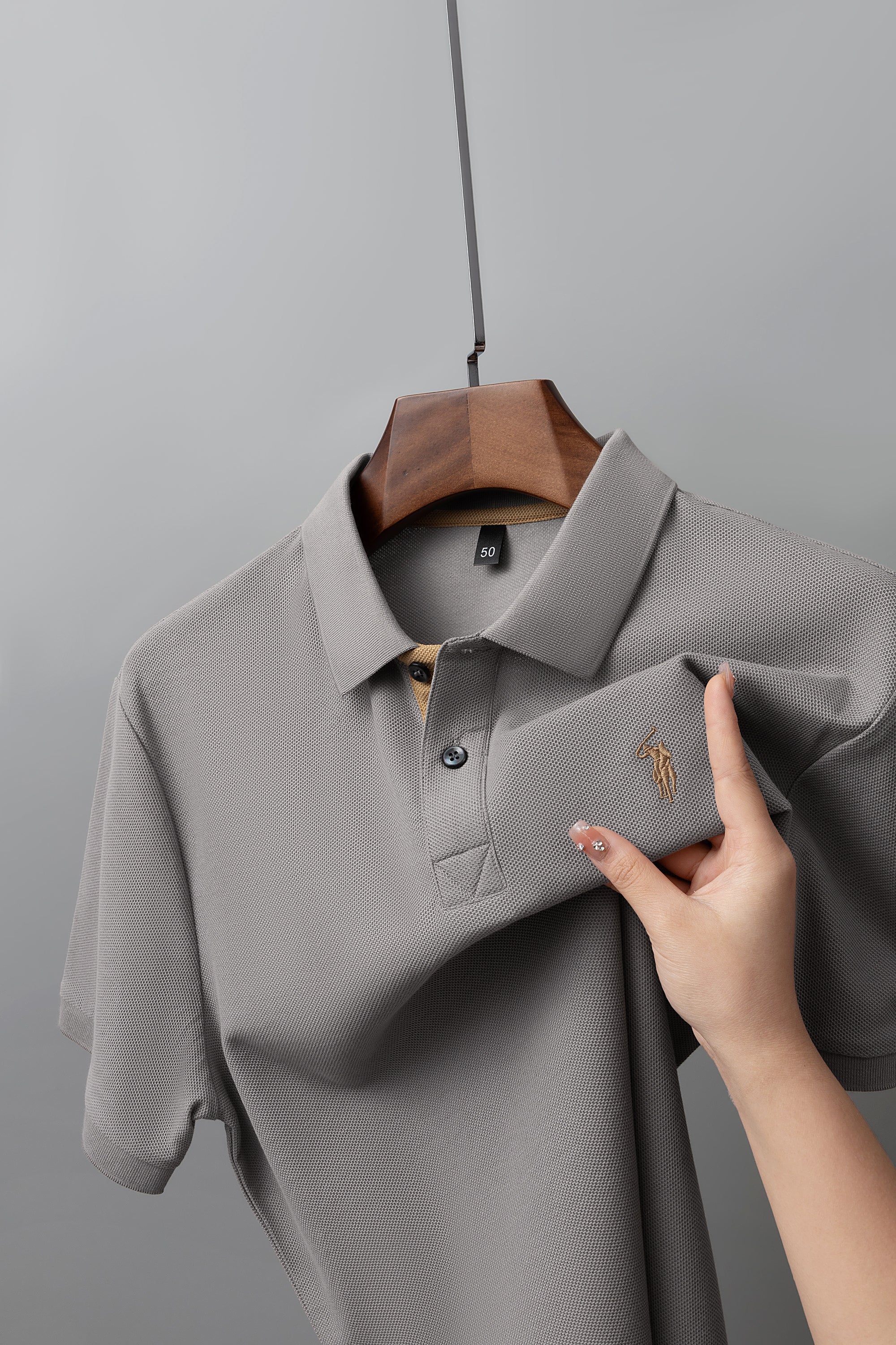 Men's Premium 220GSM Hexagonal Pearl Mercerized Cotton Polo Shirt Embroidered Summer Collection | 8561