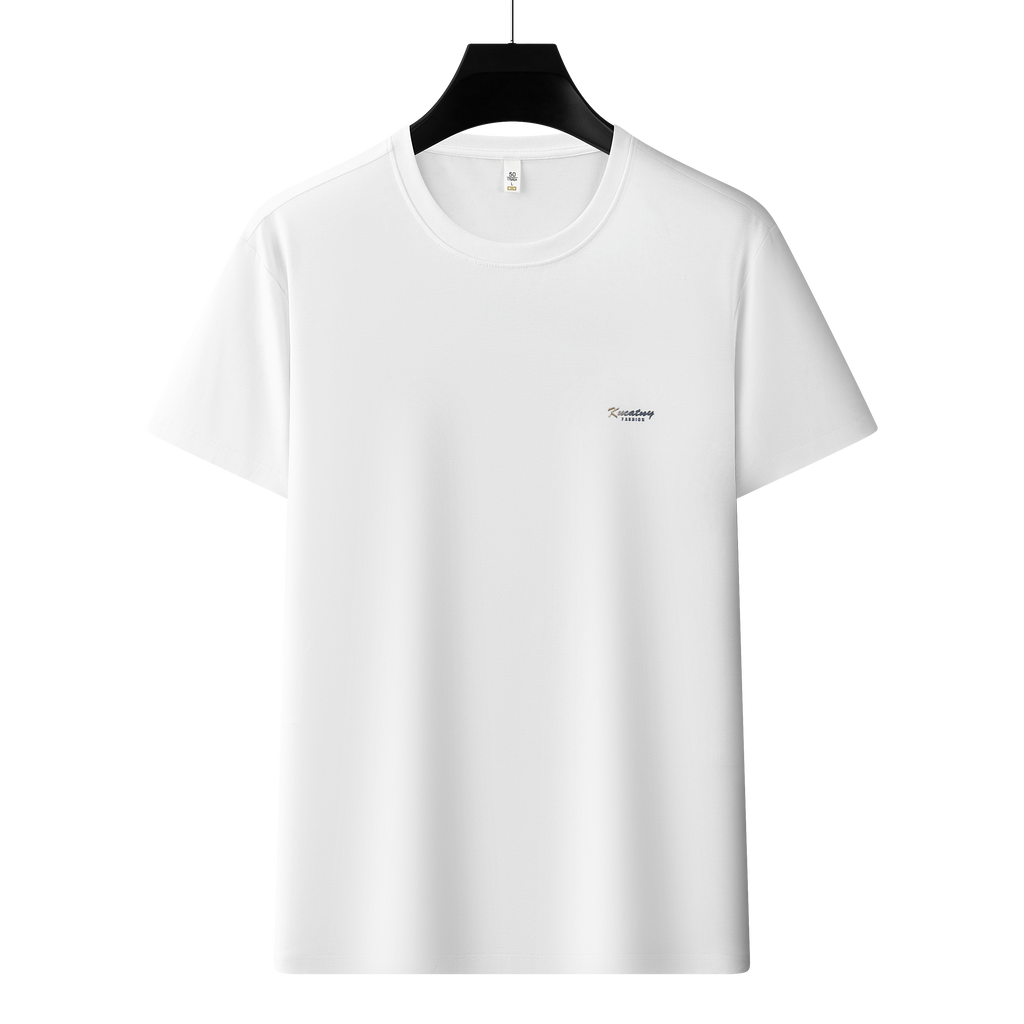 Men's Antibacterial Cooling Cotton T-Shirt - Summer Slim-Fit Round Neck Ice Silk Top | 6550