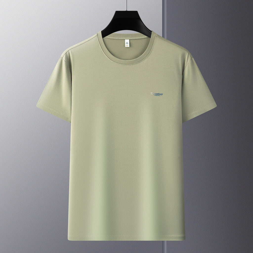 Men's Antibacterial Cooling Cotton T-Shirt - Summer Slim-Fit Round Neck Ice Silk Top | 6550
