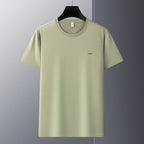 Men's Antibacterial Cooling Cotton T-Shirt - Summer Slim-Fit Round Neck Ice Silk Top | 6550