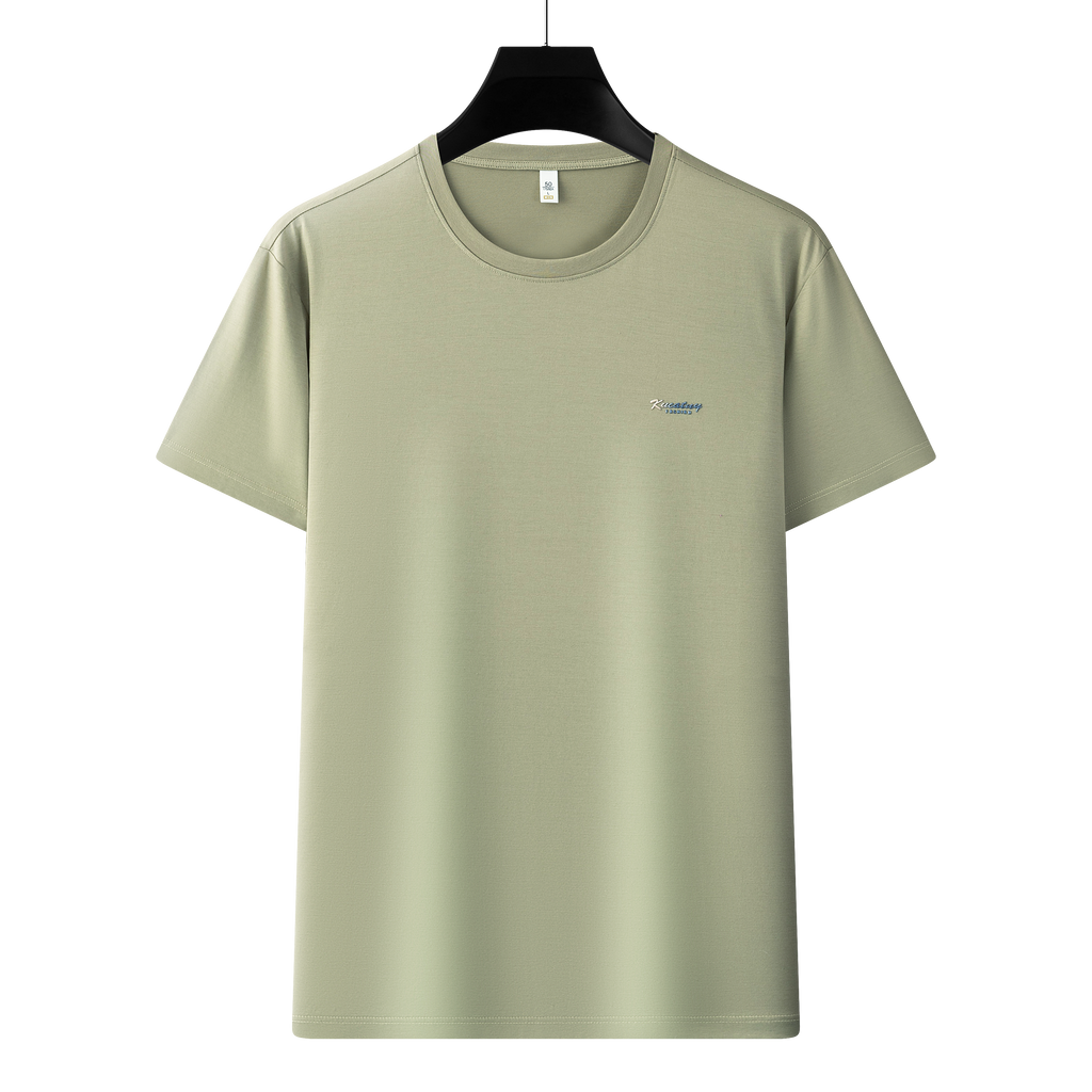 Men's Antibacterial Cooling Cotton T-Shirt - Summer Slim-Fit Round Neck Ice Silk Top | 6550