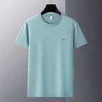 Men's Antibacterial Cooling Cotton T-Shirt - Summer Slim-Fit Round Neck Ice Silk Top | 6550