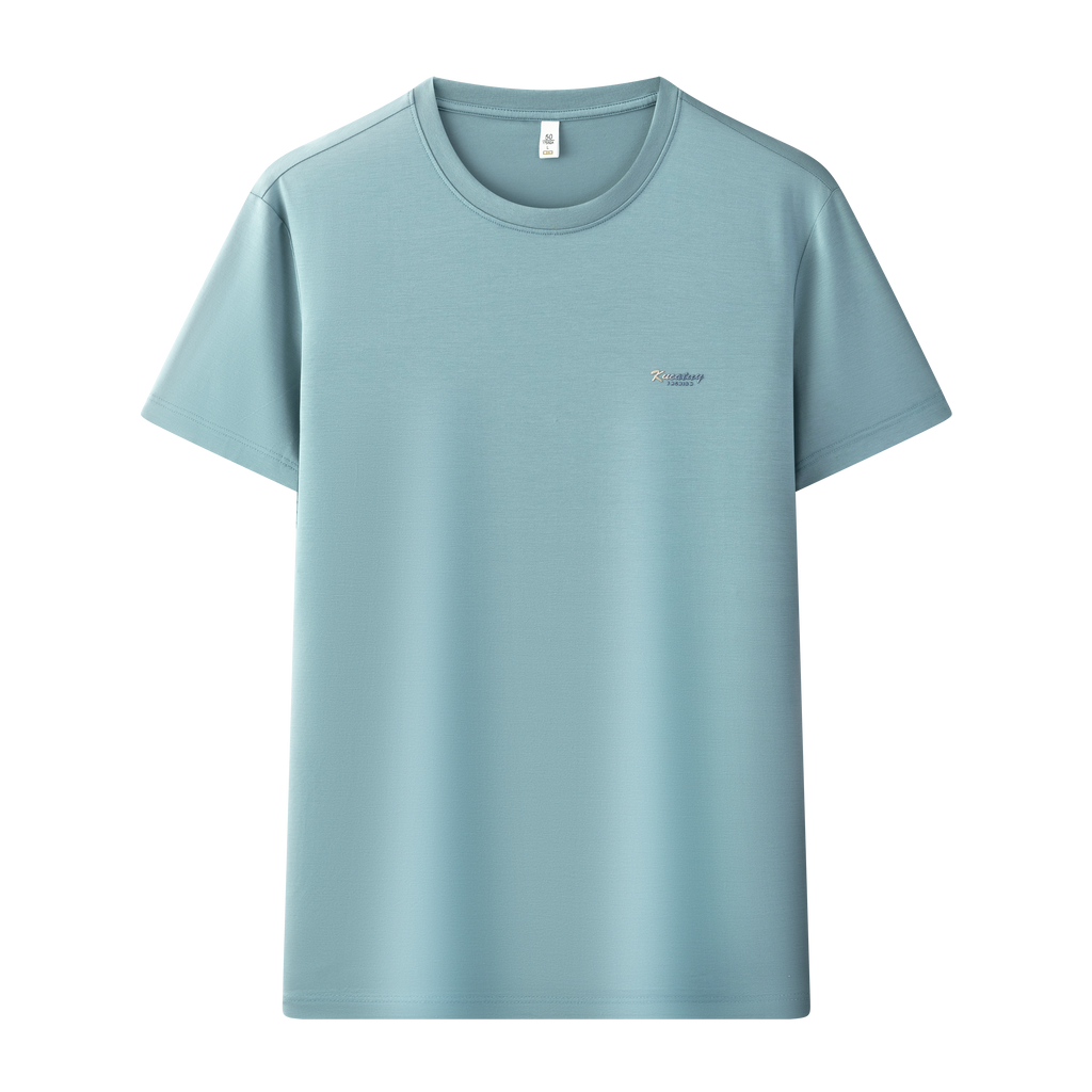 Men's Antibacterial Cooling Cotton T-Shirt - Summer Slim-Fit Round Neck Ice Silk Top | 6550