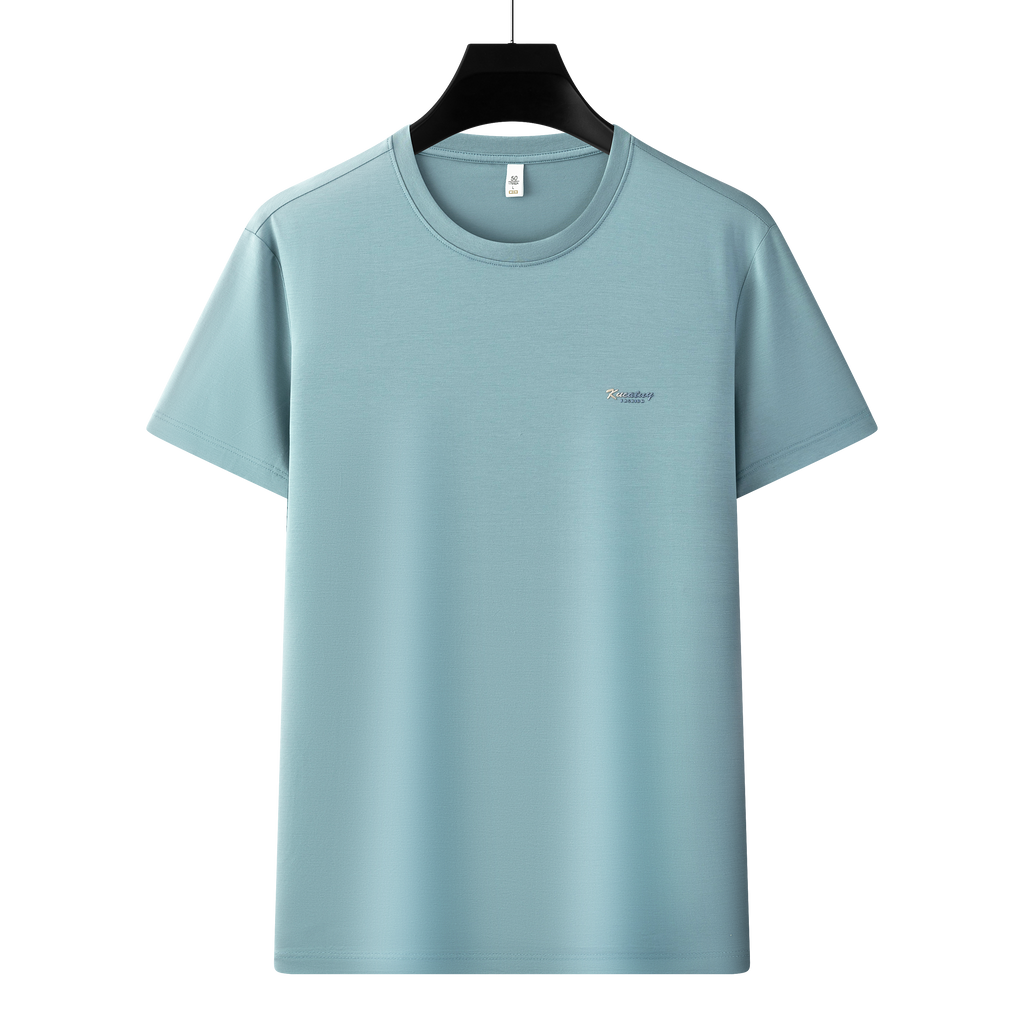 Men's Antibacterial Cooling Cotton T-Shirt - Summer Slim-Fit Round Neck Ice Silk Top | 6550