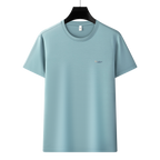 Men's Antibacterial Cooling Cotton T-Shirt - Summer Slim-Fit Round Neck Ice Silk Top | 6550