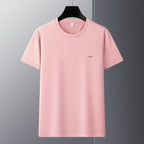 Men's Antibacterial Cooling Cotton T-Shirt - Summer Slim-Fit Round Neck Ice Silk Top | 6550