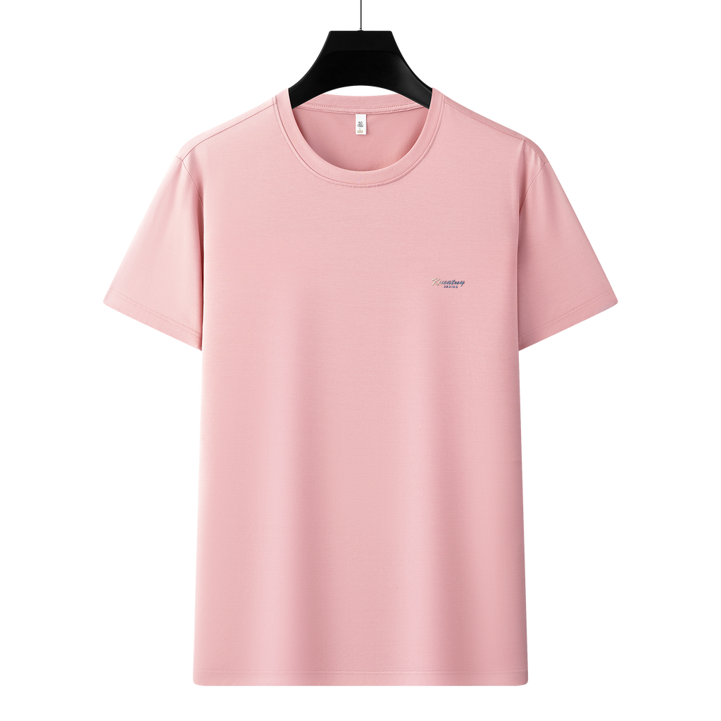 Men's Antibacterial Cooling Cotton T-Shirt - Summer Slim-Fit Round Neck Ice Silk Top | 6550