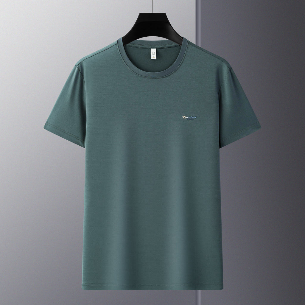 Men's Antibacterial Cooling Cotton T-Shirt - Summer Slim-Fit Round Neck Ice Silk Top | 6550