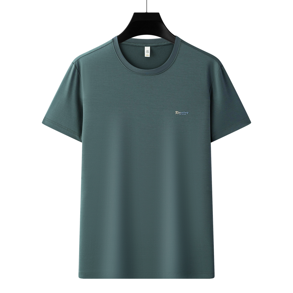 Men's Antibacterial Cooling Cotton T-Shirt - Summer Slim-Fit Round Neck Ice Silk Top | 6550