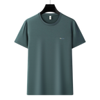 Men's Antibacterial Cooling Cotton T-Shirt - Summer Slim-Fit Round Neck Ice Silk Top | 6550