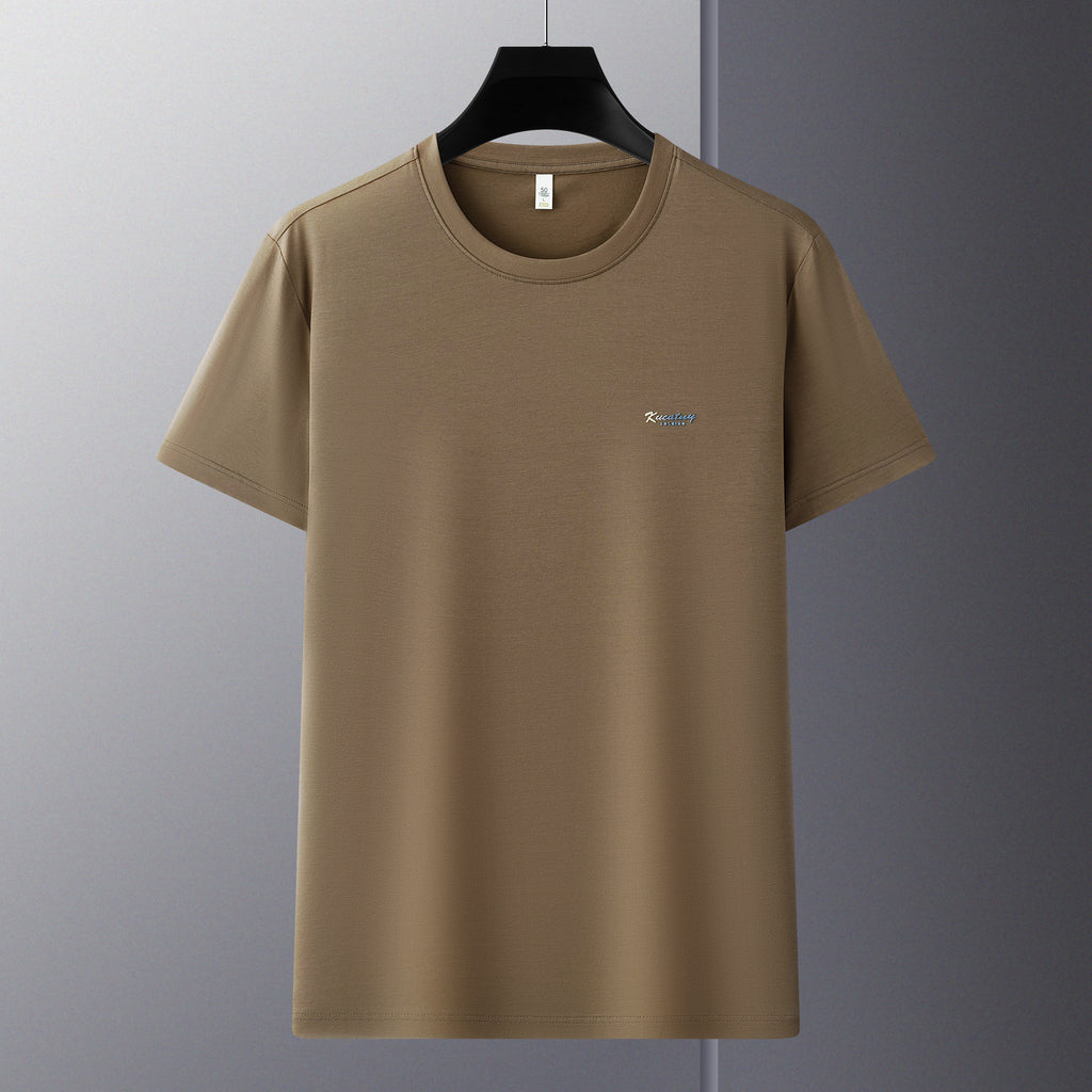 Men's Antibacterial Cooling Cotton T-Shirt - Summer Slim-Fit Round Neck Ice Silk Top | 6550