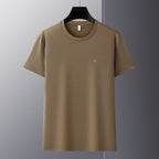 Men's Antibacterial Cooling Cotton T-Shirt - Summer Slim-Fit Round Neck Ice Silk Top | 6550