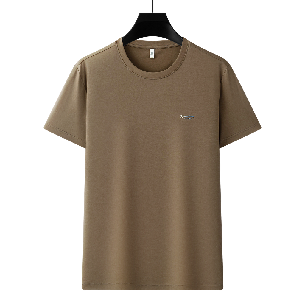 Men's Antibacterial Cooling Cotton T-Shirt - Summer Slim-Fit Round Neck Ice Silk Top | 6550