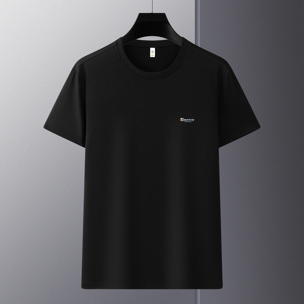 Men's Antibacterial Cooling Cotton T-Shirt - Summer Slim-Fit Round Neck Ice Silk Top | 6550