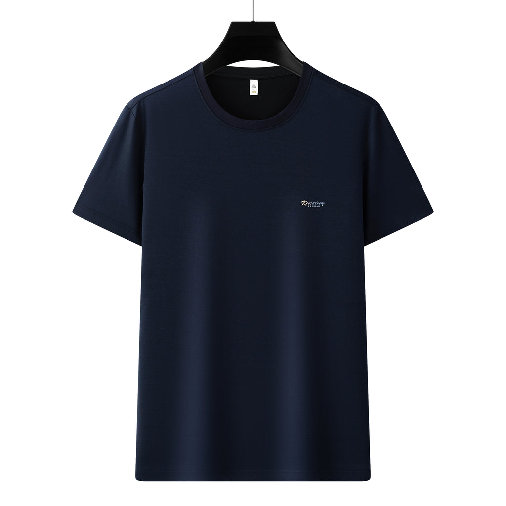 Men's Antibacterial Cooling Cotton T-Shirt - Summer Slim-Fit Round Neck Ice Silk Top | 6550