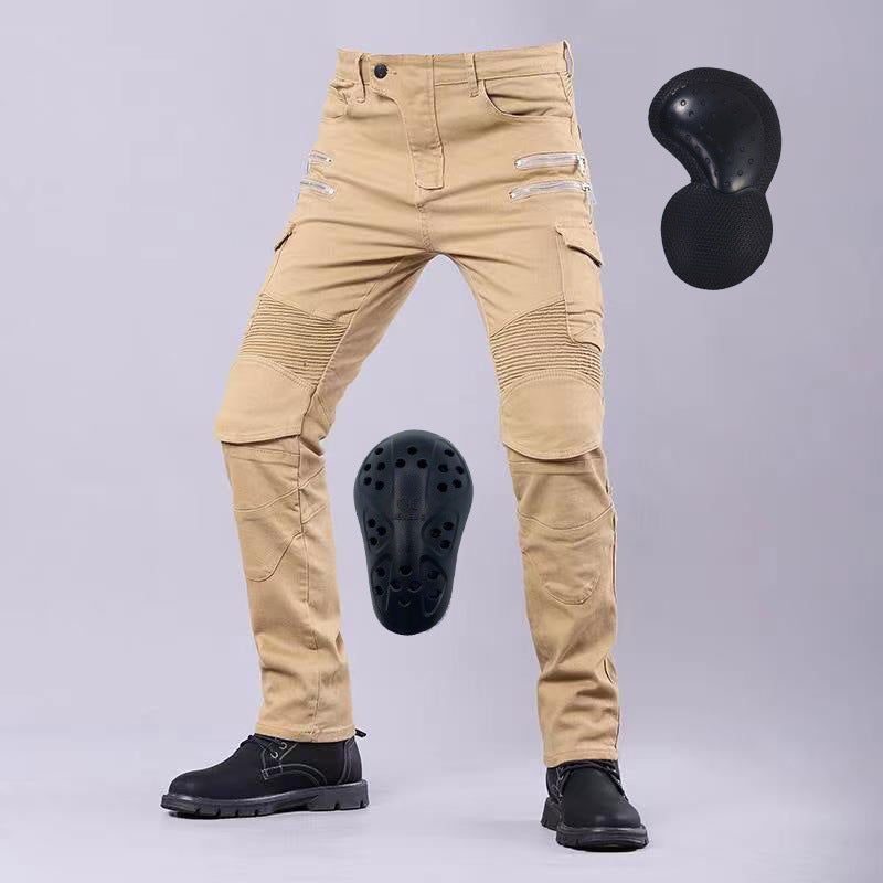 MOTOJSMT Motorcycle Riding Jeans | Casual Cargo Pants with Protective Armor | Zipper Pocket Racing Trousers for Summer | MOTOJSMT