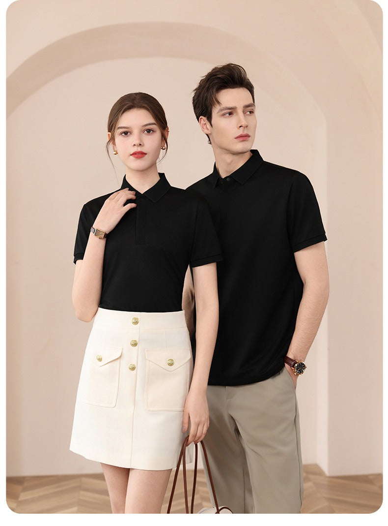 Premium Silk-Blend Polo Shirt for Men & Women – Antibacterial, Hidden Buttons, Lightweight Summer 2025 Style | L11-8318