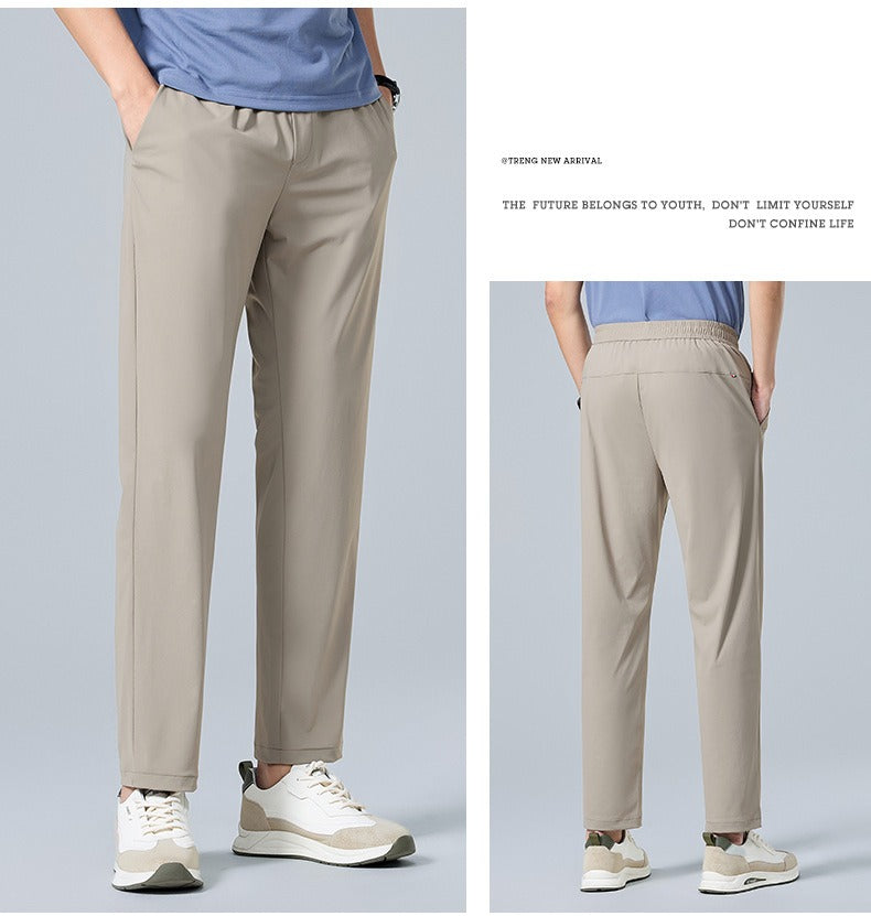 Men’s Quick-Dry Ice Silk Summer Jogger Pants | Lightweight Breathable Straight-Leg Active Trousers | L19-6601
