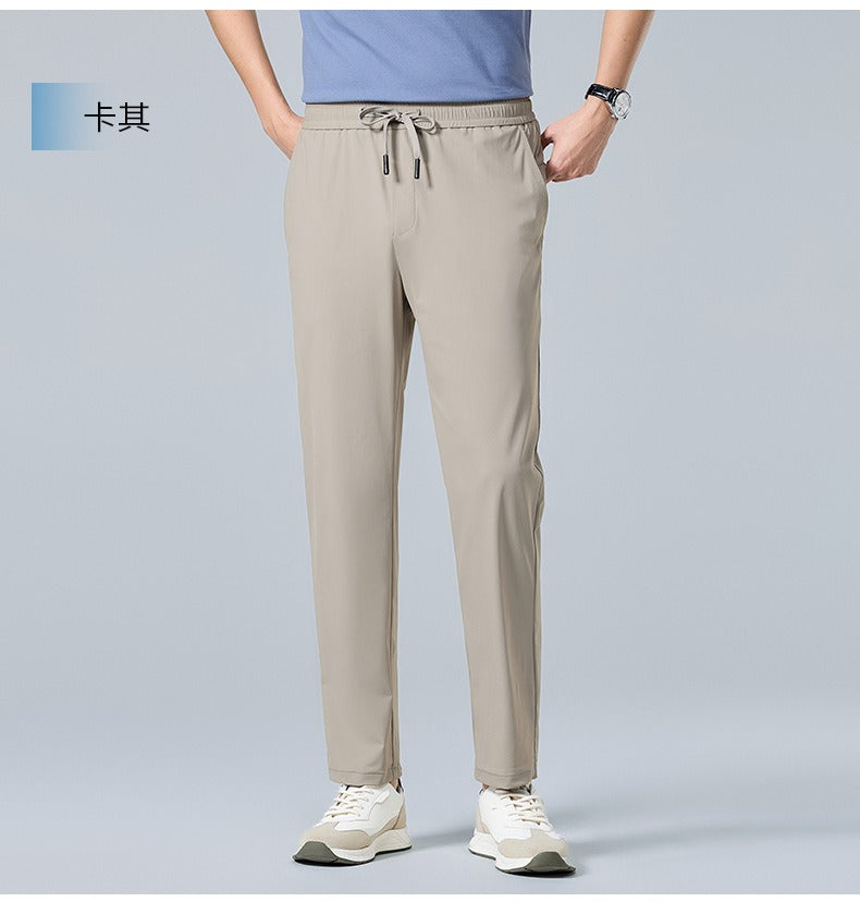 Men’s Quick-Dry Ice Silk Summer Jogger Pants | Lightweight Breathable Straight-Leg Active Trousers | L19-6601
