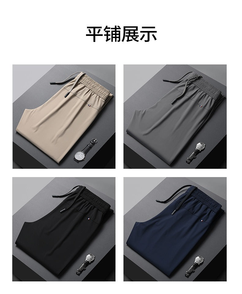 Men’s Quick-Dry Ice Silk Summer Jogger Pants | Lightweight Breathable Straight-Leg Active Trousers | L19-6601
