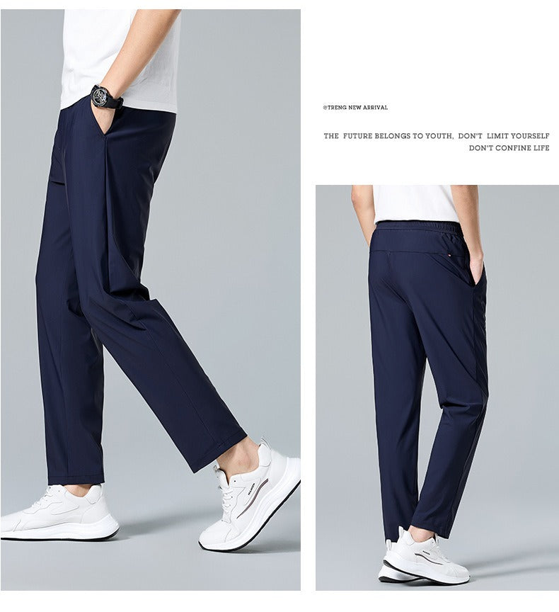 Men’s Quick-Dry Ice Silk Summer Jogger Pants | Lightweight Breathable Straight-Leg Active Trousers | L19-6601