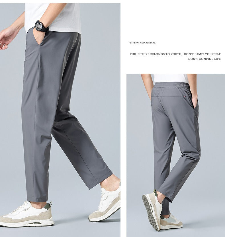 Men’s Quick-Dry Ice Silk Summer Jogger Pants | Lightweight Breathable Straight-Leg Active Trousers | L19-6601