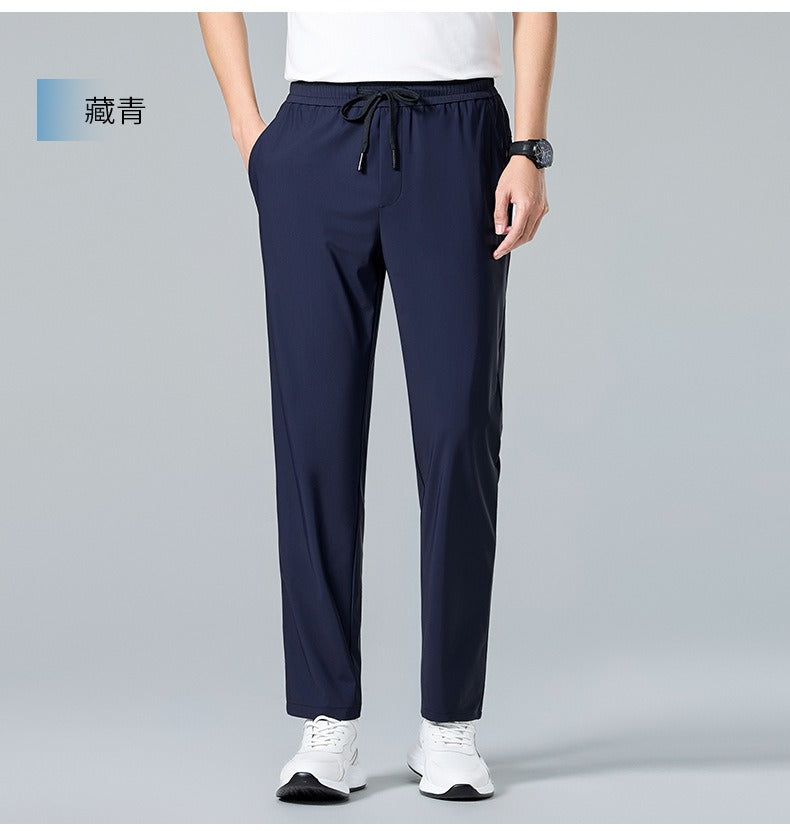 Men’s Quick-Dry Ice Silk Summer Jogger Pants | Lightweight Breathable Straight-Leg Active Trousers | L19-6601