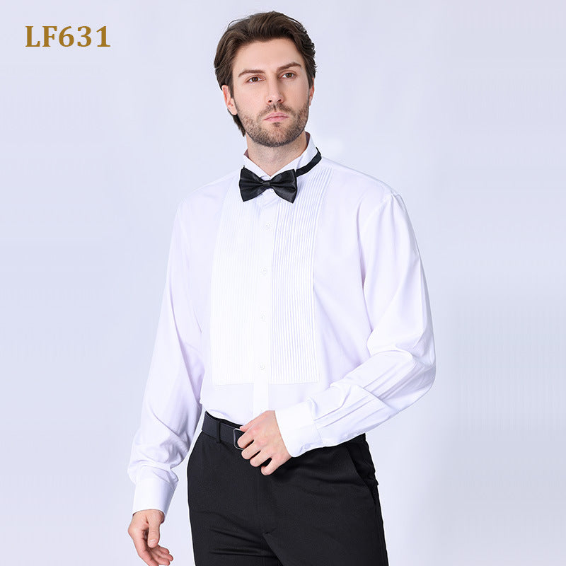 Camicia da uomo con doppia pieghe, elegante camicia francese da lavoro di alta qualità | LF631 