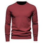 Men’s Thickened Slim Fit Knit Sweater – Crew Neck Pullover with Subtle Shine | LOW001