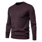 Men’s Thickened Slim Fit Knit Sweater – Crew Neck Pullover with Subtle Shine | LOW001