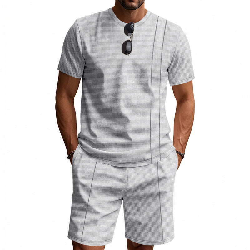 Men's Waffle Texture Lounge Set - 2025 Spring Summer Casual Two-Piece Outfit | CY20