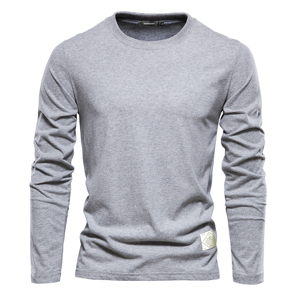 T-shirts à manches longues pour hommes, coupe slim décontractée, couleur unie | 2301 