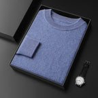 Men's Premium Cashmere Blend Sweater Chunky Knit Crew Neck Pullover Winter Warm Relaxed Fit Knitwear | JW-039