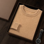 Men's Premium Cashmere Blend Sweater Chunky Knit Crew Neck Pullover Winter Warm Relaxed Fit Knitwear | JW-039