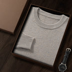 Men's Premium Cashmere Blend Sweater Chunky Knit Crew Neck Pullover Winter Warm Relaxed Fit Knitwear | JW-039