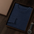 Men's Premium Cashmere Blend Sweater Chunky Knit Crew Neck Pullover Winter Warm Relaxed Fit Knitwear | JW-039