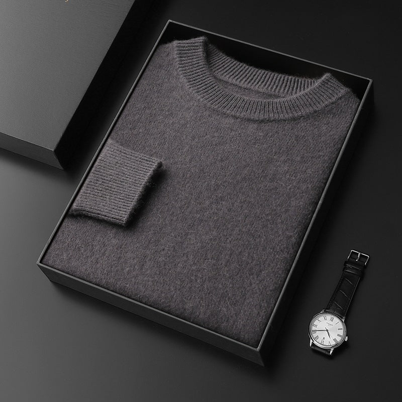 Men's Premium Cashmere Blend Sweater Chunky Knit Crew Neck Pullover Winter Warm Relaxed Fit Knitwear | JW-039