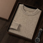 Men's Premium Cashmere Blend Sweater Chunky Knit Crew Neck Pullover Winter Warm Relaxed Fit Knitwear | JW-039