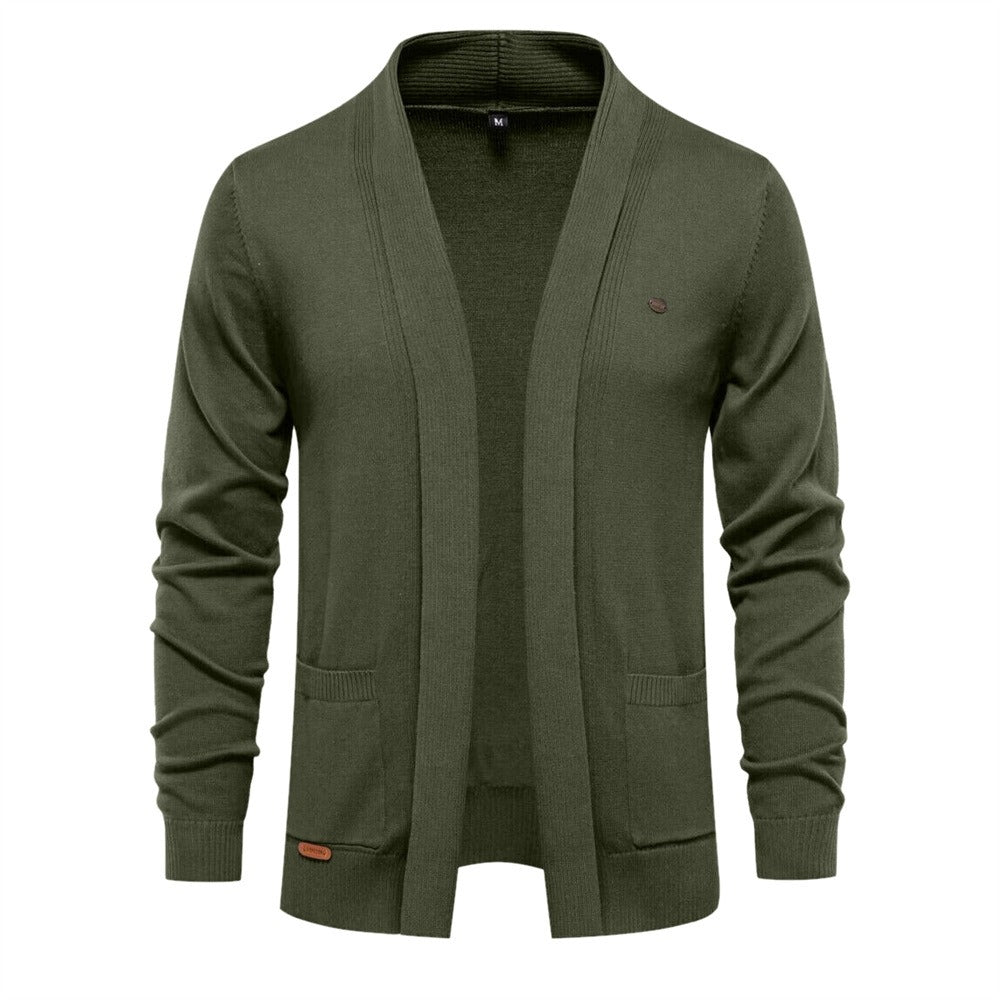 Men’s Urban Style V-Neck Cardigan – High-Quality Cotton Knit Sweater | M506