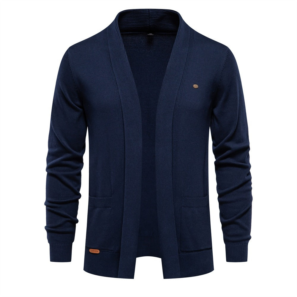 Men’s Urban Style V-Neck Cardigan – High-Quality Cotton Knit Sweater | M506