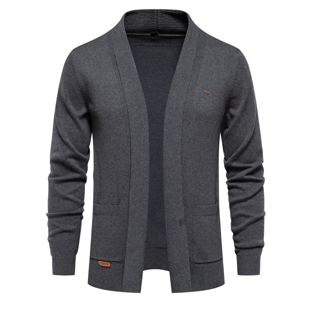 Men’s Urban Style V-Neck Cardigan – High-Quality Cotton Knit Sweater | M506