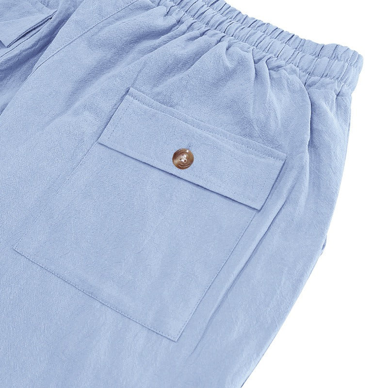 Men’s Relaxed Fit Linen Cargo Pants | Breathable Summer Wear Trousers | MGTZ-6