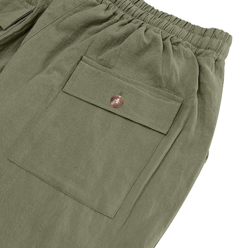 Men’s Relaxed Fit Linen Cargo Pants | Breathable Summer Wear Trousers | MGTZ-6