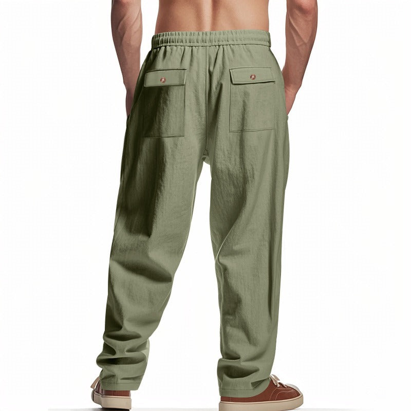 Men’s Relaxed Fit Linen Cargo Pants | Breathable Summer Wear Trousers | MGTZ-6